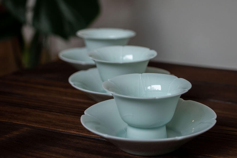Cyan Flower Cup with Tray